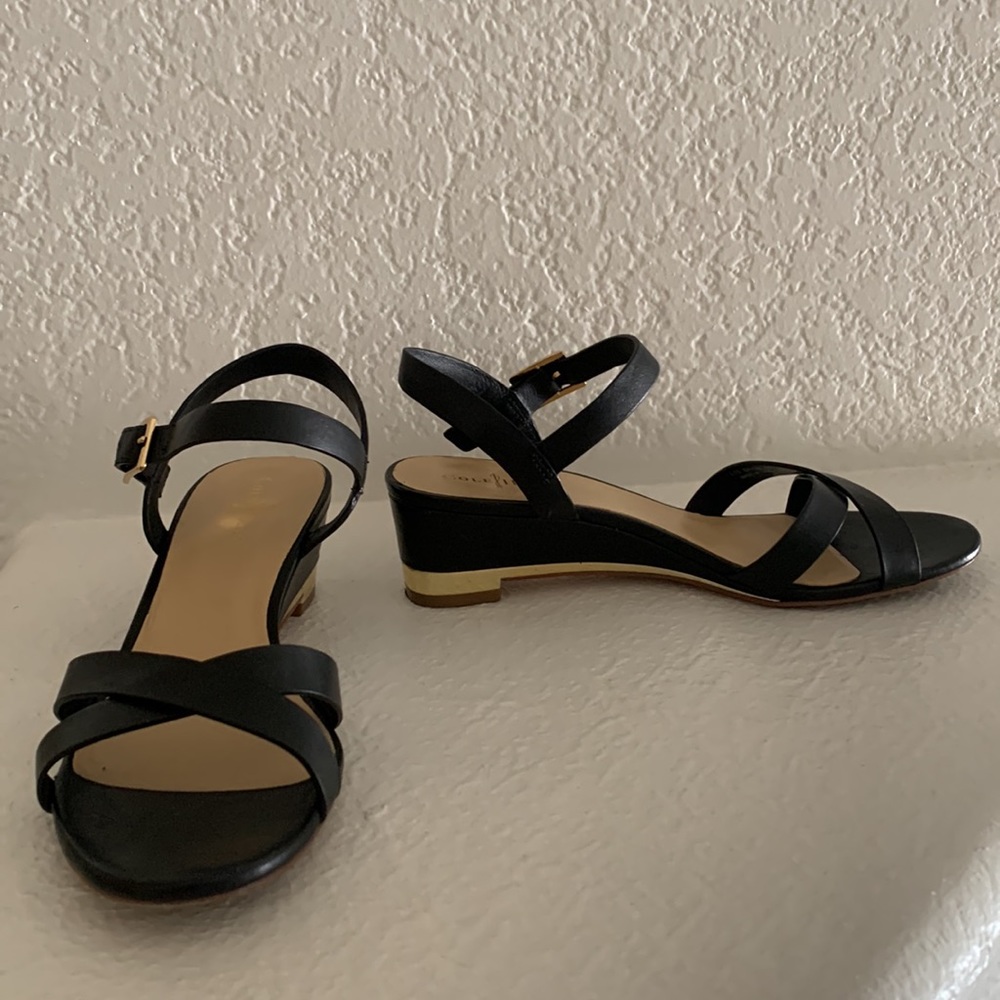Cole Haan Sandals 7 Black Leather Summer Shoe Strap Open Toe